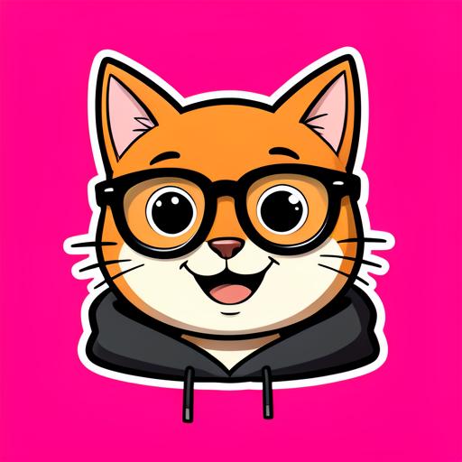 Cartoon avatar of an orange cat with glasses and a hoodie